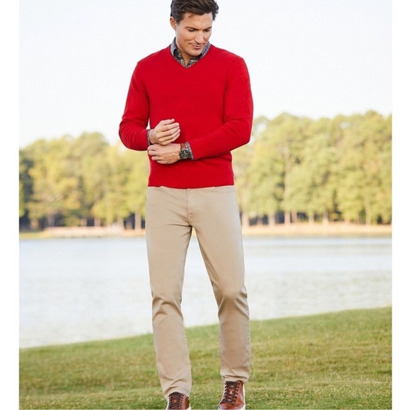 $200 Daniel Cremieux Men’s LLuxury 100% Cashmere V Neck Pullover Red Sweater